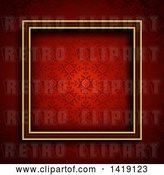 Vector Clip Art of Retro Square Frame over Red Damask by KJ Pargeter