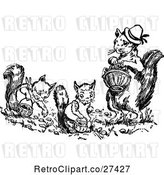 Vector Clip Art of Retro Squirrel Family Gathering Acorns by Prawny Vintage