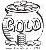 Vector Clip Art of Retro Stack of Coins near a Pot of Leprechaun's Gold, by Andy Nortnik