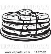 Vector Clip Art of Retro Stack of Pancakes with Butter and Syrup by Andy Nortnik