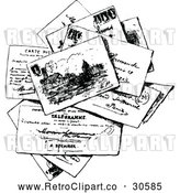 Vector Clip Art of Retro Stack of Post Cards by Prawny Vintage