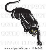Vector Clip Art of Retro Stalking Black Jaguar by Patrimonio