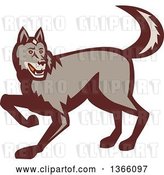 Vector Clip Art of Retro Stalking Wolf by Patrimonio