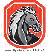 Vector Clip Art of Retro Stallion Horse Head in a Red Shield by Patrimonio