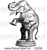 Vector Clip Art of Retro Standing Circus Elephant by Prawny Vintage
