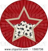 Vector Clip Art of Retro Star in a Circle, with Soccer Balls by Elaineitalia