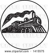 Vector Clip Art of Retro Steam Engine Train in a Circle by Patrimonio