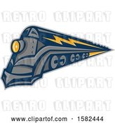 Vector Clip Art of Retro Steam Locomotive Train with Lightning Markings by Patrimonio