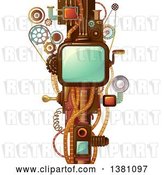 Vector Clip Art of Retro Steampunk Frame with Cogs, Handles and Wheels by BNP Design Studio