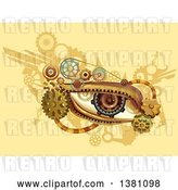 Vector Clip Art of Retro Steampunk Human Eye with Gears on Yellow by BNP Design Studio