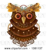 Vector Clip Art of Retro Steampunk Owl Head with Gears by BNP Design Studio
