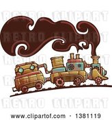 Vector Clip Art of Retro Steampunk Train with Smoke by BNP Design Studio