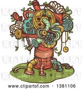 Vector Clip Art of Retro Steampunk Tree Made of Pipes, Springs and Gears by BNP Design Studio