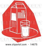Vector Clip Art of Retro Still Life of a Whole Glass of Milk by a Milk Carton Clipart Illustration by Andy Nortnik