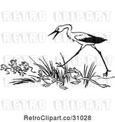 Vector Clip Art of Retro Stork and Frogs by Prawny Vintage