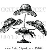 Vector Clip Art of Retro Straw Hats on a Stand by Prawny Vintage