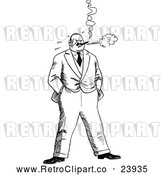 Vector Clip Art of Retro Stressed Man Smoking by Prawny Vintage