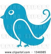Vector Clip Art of Retro Styled Blue Bird by Vector Tradition SM