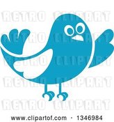 Vector Clip Art of Retro Styled Blue Bird Waving or Listening 2 by Vector Tradition SM