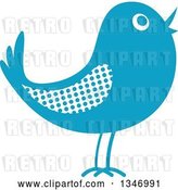 Vector Clip Art of Retro Styled Blue Bird with a Polka Dot Wing by Vector Tradition SM