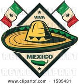 Vector Clip Art of Retro Styled Cinco De Mayo Design with a Sombrero, Jalapeno and Mexican Flags by Vector Tradition SM