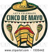 Vector Clip Art of Retro Styled Cinco De Mayo Design with a Sombrero, Poncho and Maracas by Vector Tradition SM