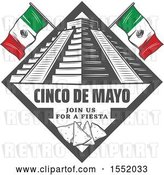 Vector Clip Art of Retro Styled Cinco De Mayo Design with El Castillo Pyramid and Tortilla Chips by Vector Tradition SM