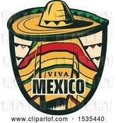 Vector Clip Art of Retro Styled Cinco De Mayo Viva Mexico Design with a Sombrero and Poncho by Vector Tradition SM