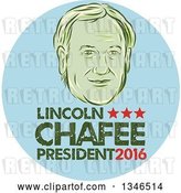 Vector Clip Art of Retro Styled Face of Lincoln Chaffee, 2016 Presidential Candidate, with Text in a Blue Circle by Patrimonio