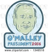 Vector Clip Art of Retro Styled Face of Martin O'Malley, 2016 Presidential Candidate, with Text in a Frame by Patrimonio