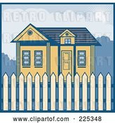 Vector Clip Art of Retro Styled House with a Picket Fence by Patrimonio