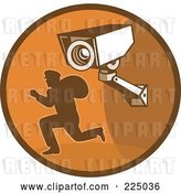 Vector Clip Art of Retro Styled Robber and Video Surveillance Logo by Patrimonio