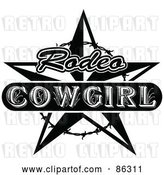 Vector Clip Art of Retro Styled Rodeo Cowgirl Star with Barbed Wire by Andy Nortnik