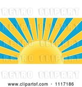 Vector Clip Art of Retro Styled Yellow Sunburst and Blue Sky by Patrimonio