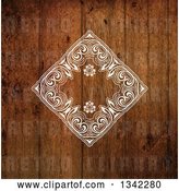 Vector Clip Art of Retro Stylized Wood Grain Background with a White Diamond Floral Frame by KJ Pargeter
