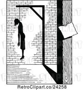 Vector Clip Art of Retro Suicide Note and Hanged Guy by Prawny Vintage