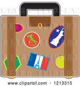 Vector Clip Art of Retro Suitcase with France Italy and Usa Travel Stickers by Maria Bell