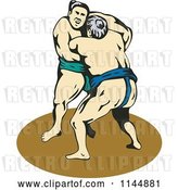 Vector Clip Art of Retro Sumo Wrestling Match 3 by Patrimonio