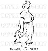 Vector Clip Art of Retro Surprised Lady with a Power Drill by Picsburg