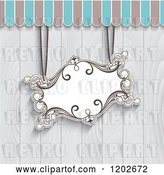 Vector Clip Art of Retro Suspended Sign over Gray Wooden Panels by KJ Pargeter