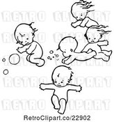 Vector Clip Art of Retro Swimming Babies by Prawny Vintage