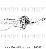 Vector Clip Art of Retro Swimming Woman by Prawny Vintage