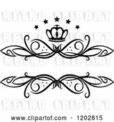 Vector Clip Art of Retro Swirl Frame with a Crown and Luxury Stars 2 by Vector Tradition SM
