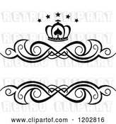 Vector Clip Art of Retro Swirl Frame with a Crown and Luxury Stars 3 by Vector Tradition SM
