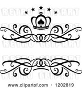 Vector Clip Art of Retro Swirl Frame with a Crown and Luxury Stars by Vector Tradition SM