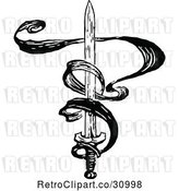 Vector Clip Art of Retro Sword and Ribbon by Prawny Vintage
