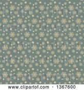 Vector Clip Art of Retro Tan and Blue Snowflake Pattern Background by KJ Pargeter