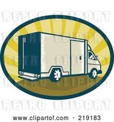 Vector Clip Art of Retro Tan and Green Delivery Van Logo by Patrimonio