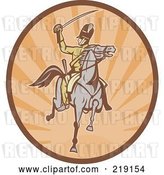 Vector Clip Art of Retro Tan and Orange Cavalry Logo by Patrimonio