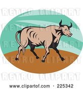 Vector Clip Art of Retro Tan Bull and Green Logo by Patrimonio